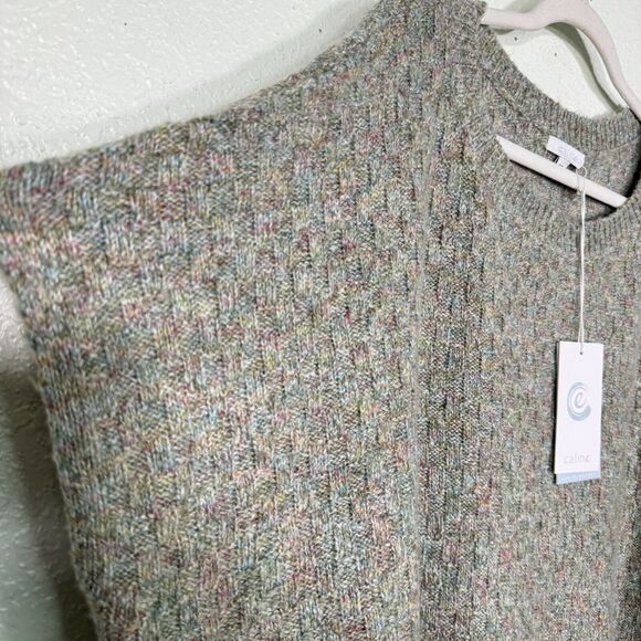 Johnny Was Calme Sweater Womens One Size Basket Weave Poncho Knit Pullover New - Picture 7 of 11